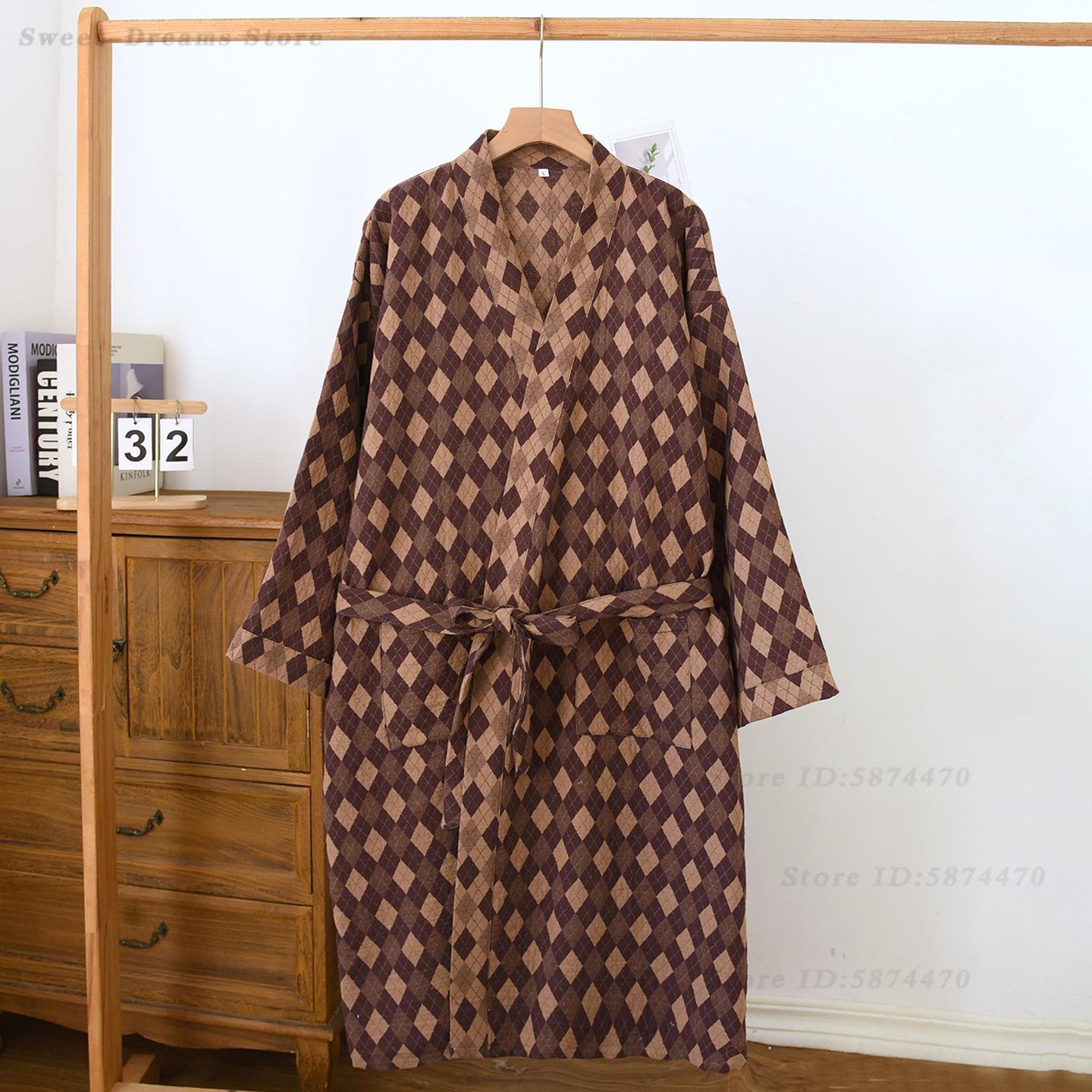 Kimono Yukata Cotton - Katoenen coupe-robe Nachtkleding Mannelijke jacquard kimono