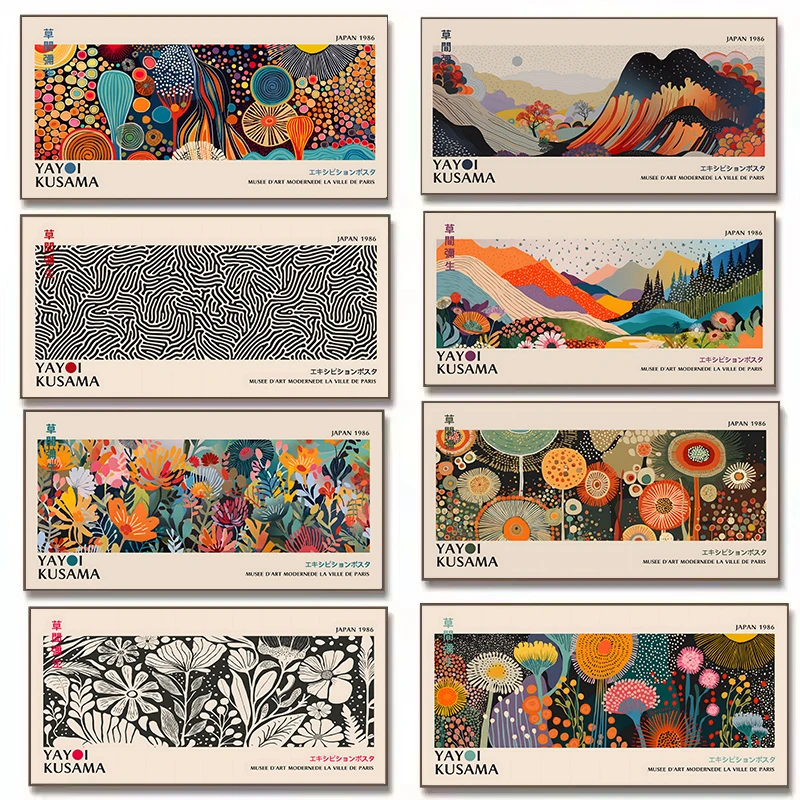 Japanese Kids Lifestyle - Yayoi Kusama Bloem Tentoonstelling Poster Canvas